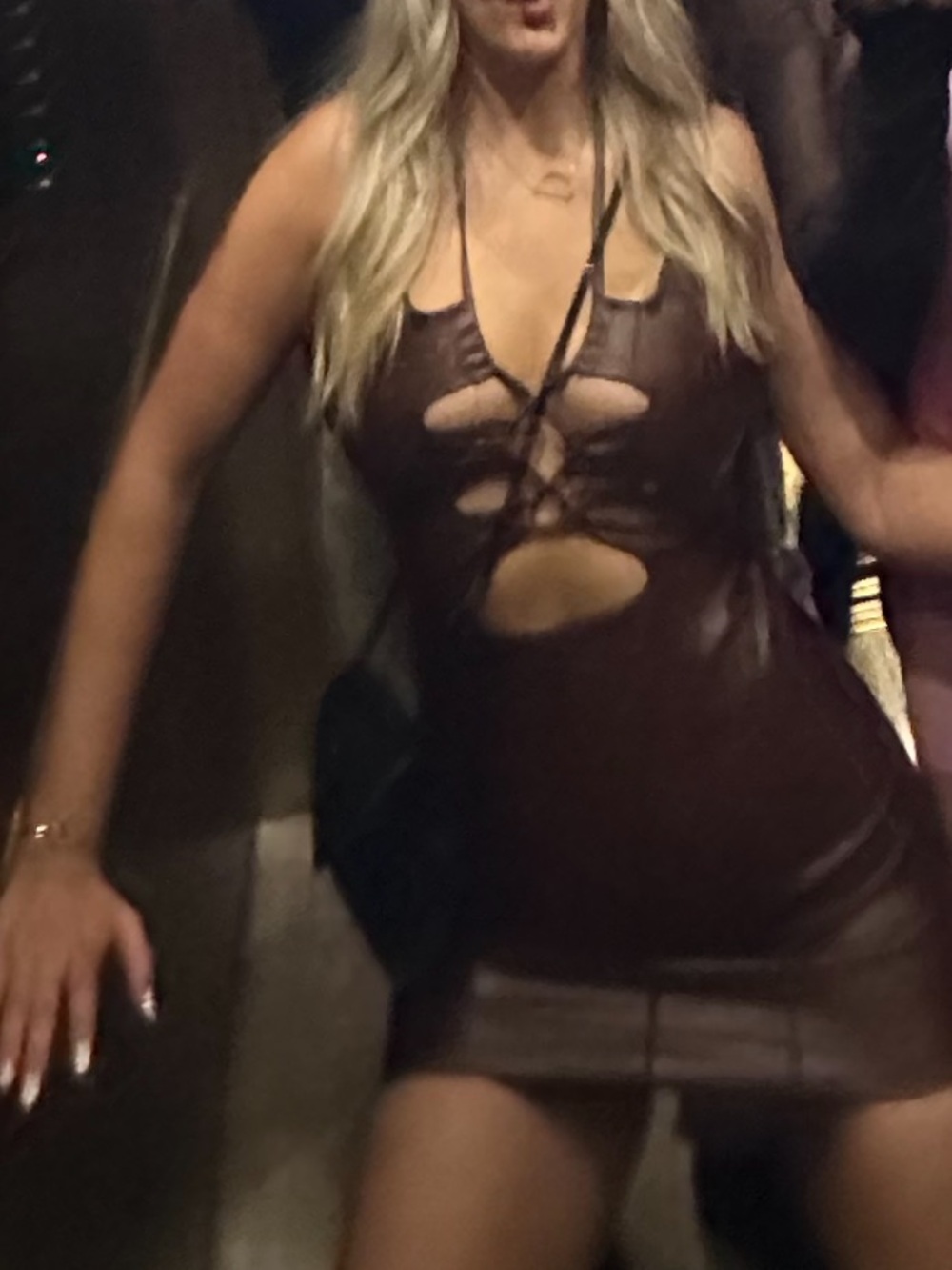 Pretty Little Thing Brown Cutout Lace Up Bodycon Brown Leather Mini Dress